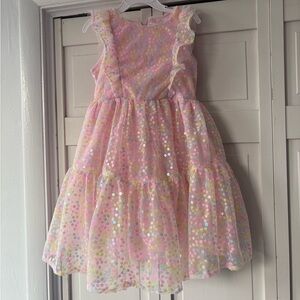 Pink Sequin Ruffle Dress